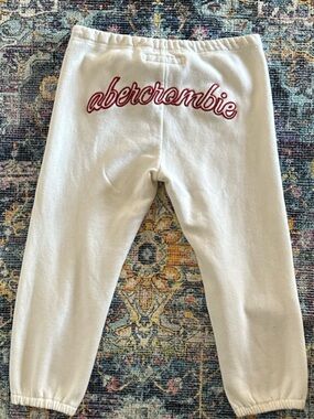 Y2k Cropped Cream Sweatpants with Red Script Logo